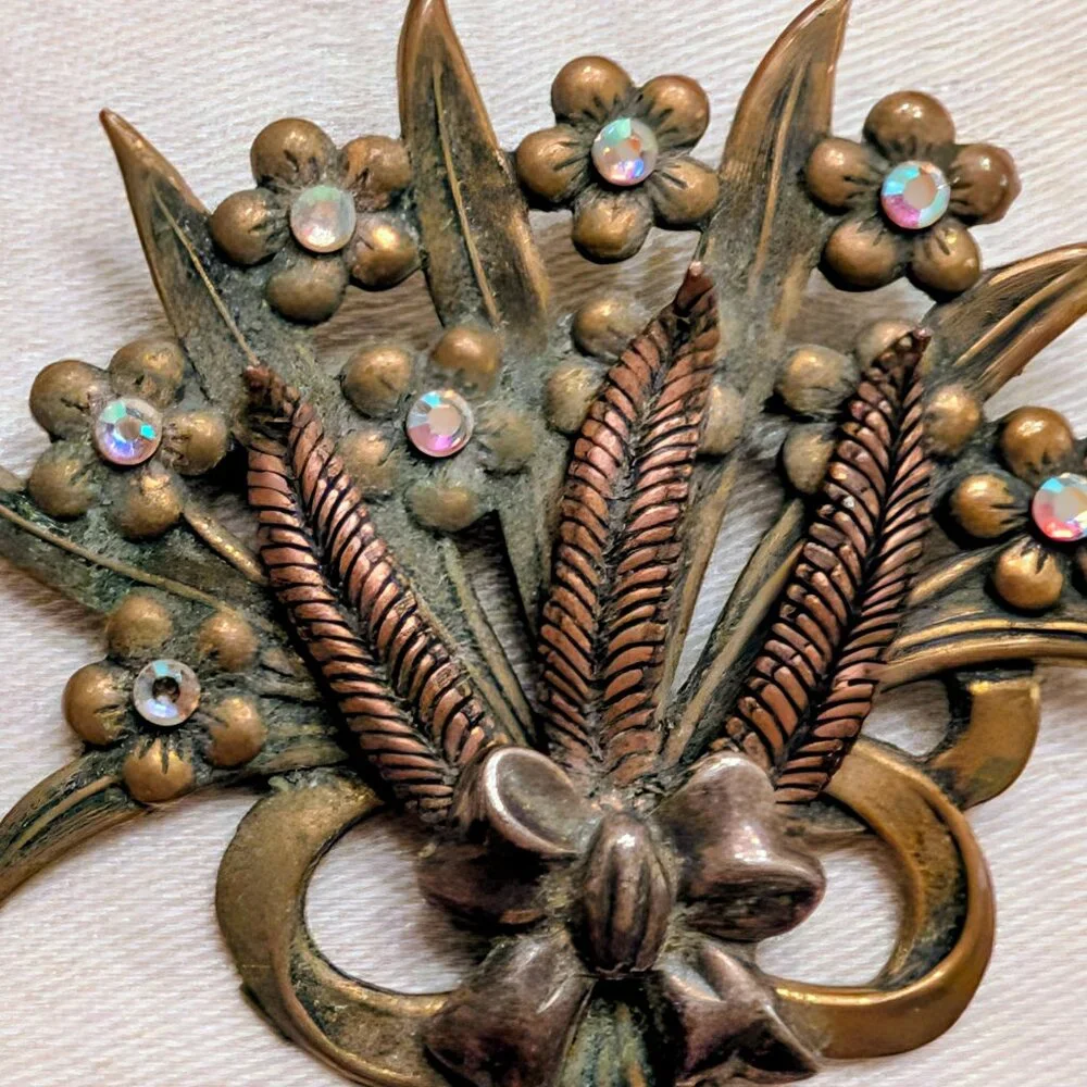 Vintage‎ Wheat Floral Spray Brooch
